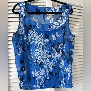 St. John Silk Size Large Blue White Black Tank Top